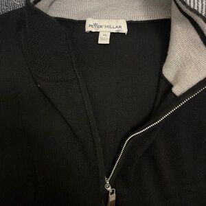 Peter Millar Men's Black and Gray Zip-Up Sweater (XL)
